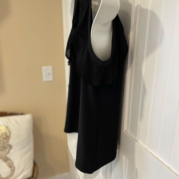 WHITE house black market black halter style top with gold on straps size S - Picture 3 of 7